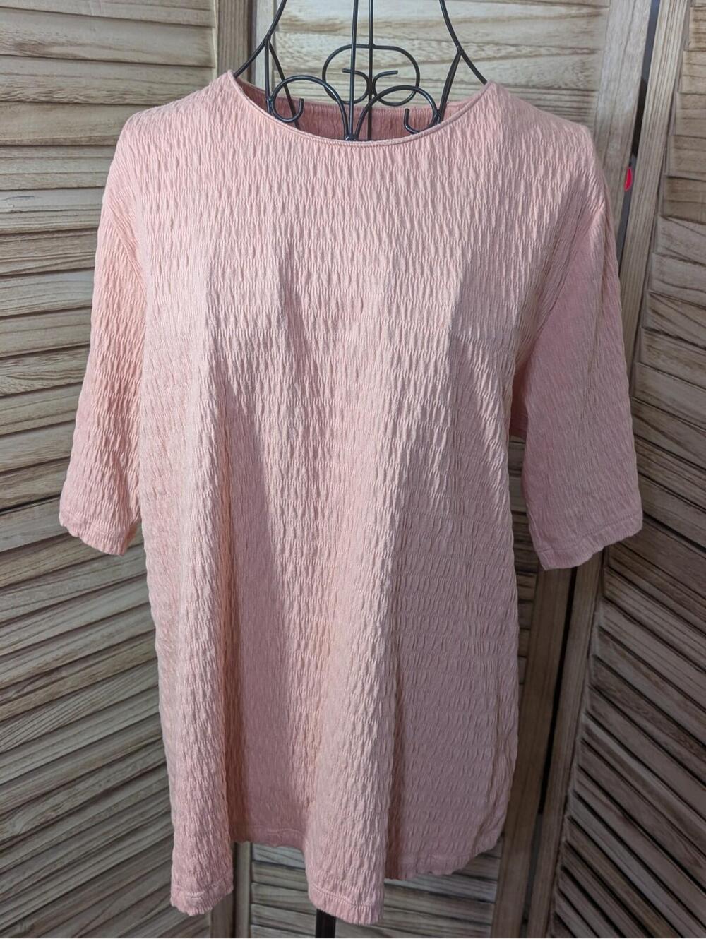 Isaac Mizrahi Live! Women's Top Sz M True Blouse Pink Long Sleeve Barbiecore